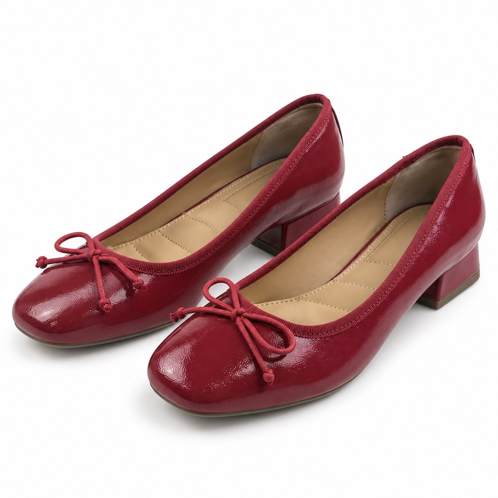 Kelly & Katie Vintage Y2K Jaya Red Patent Bow Block Heel Pumps Women's Size 6.5M